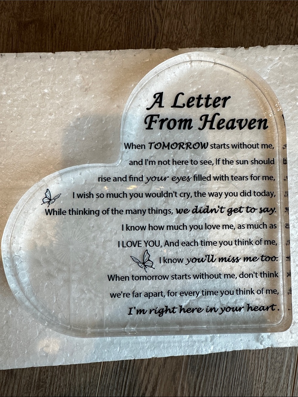 A Letter From Heaven Clear Heart Plaque - Memorial Home Decor